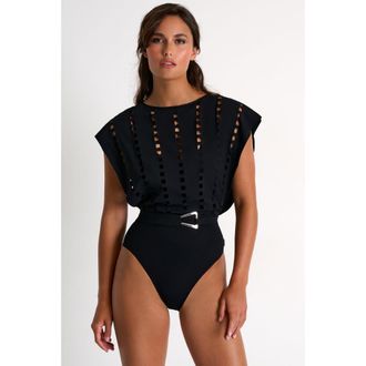 Shan Elegant One-Piece Swimsuit With Mosaic Cutouts in Black at Nordstrom, Size 6