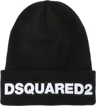 Dsquared2 Wool Beanie - Heren - Hoeden - Zwart - ONE Size - Wol - Accessoires