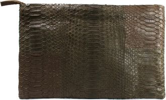 JOHNNY RAMLI Khaki Snakeskin Clutch