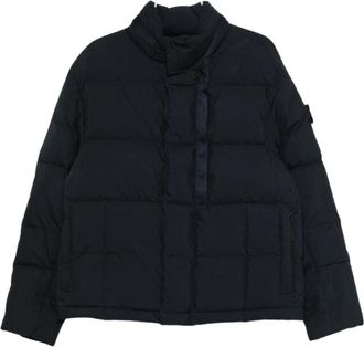 Stone Island Gewatteerd Donsjack - Heren - Winterjassen - Blauw - L - Katoen - Jassen