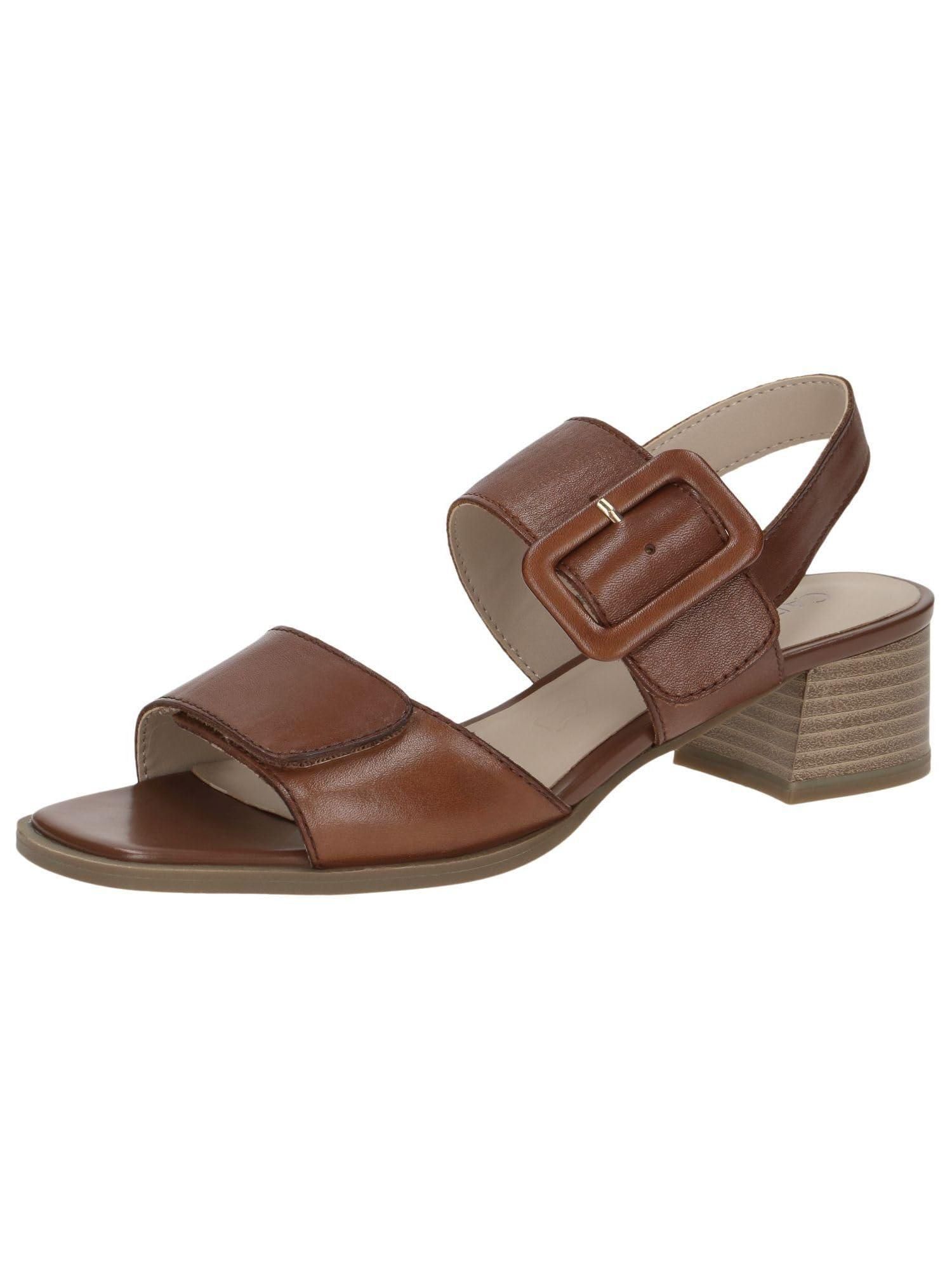 CAPRICE Damen Keilsandalen – G-Weite, 75 Mm Absatz, Leder-Obermaterial, Mit MEMOTION Fußbett, Für Normal Breite Füße