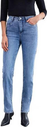 FDJ Suzanne Fringe Side Slit Straight Jean In Blue