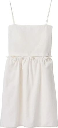 Miu Miu Logo-Print Dress - Womens - Linen/Flax/Cotton