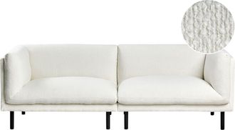 Beliani Sof&aacute; de 3 plazas 2 personas de tejido blanco