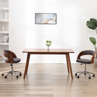 vidaXL Vidaxl - Sillas De Comedor Giratorias 2 Uds Madera Curvada Y Tela Gris