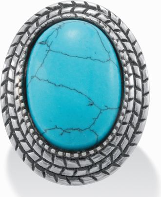 Palm Beach Jewelry Turquoise Stainless Steel Boho Cocktail Ring