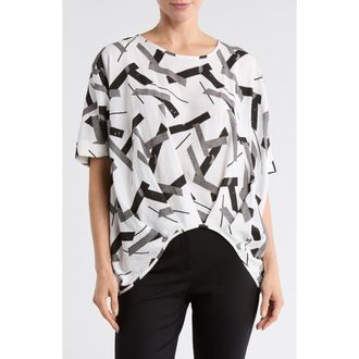 Patrizia Luca Geometric Print V-Neck Top in White at Nordstrom Rack, Size Large/x-Large