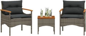 vidaXL Set Divani da Giardino 3 pz con Cuscini Grigio in Polyrattan - Vidaxl