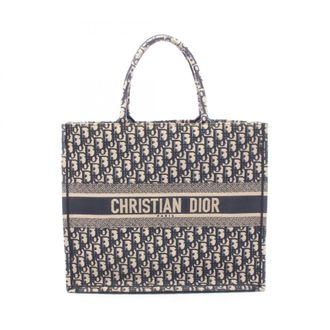 Dior Beige Navy Canvas Handbag Tote Bag (Pre-Owned)