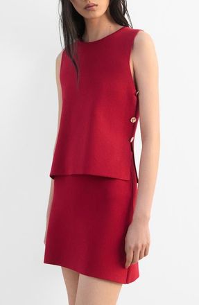 Mango Side Button Sleeveless Top in Red at Nordstrom, Size Small