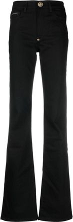 Philipp Plein high-waisted flared jeans - women - Cotton/Cotton/Polyester/Spandex/Elastane - 28 - Black