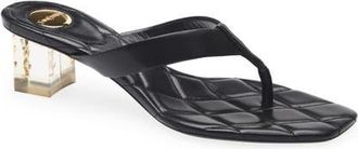 Saint Laurent Ice Heeled Flip Flop in Nero at Nordstrom, Size 40.5