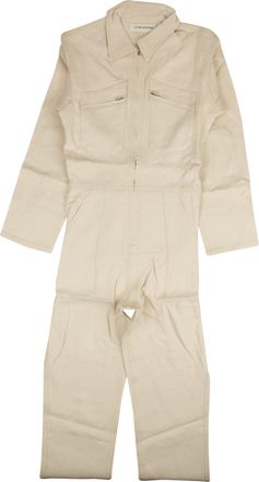 Å Beige Linen Contrast Stitch Jumpsuit