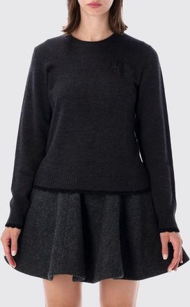 Ganni Maglia girocollo in lana e cotone organico con spalle scese
