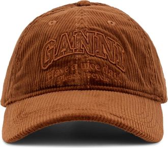 Ganni Corduroy Cap - Dames - Petten - Bruin - ONE Size - Katoen - Accessoires