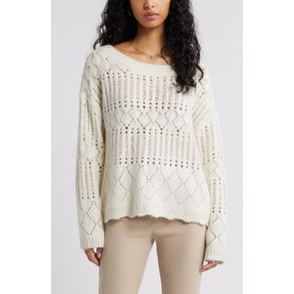 BP. Open Stitch Oversize Sweater in Ivory at Nordstrom, Size Xx-Small