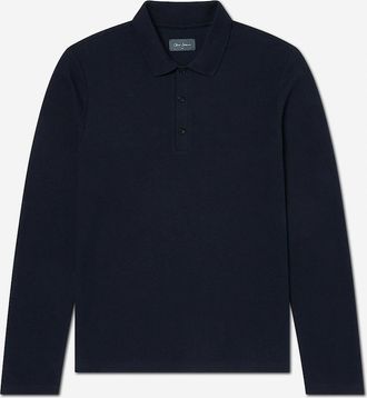 Oliver Sweeney Mens Oliver Sweeney Long Sleeve Cotton Pique Polo Shirt - Black - Size: 42