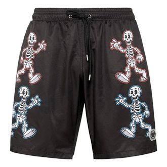 Philipp Plein Badmode, Heren, Zwart, S, Nylon, Swim Boxer Skeleton