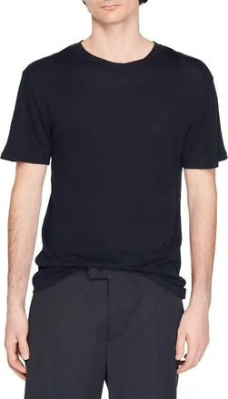 Sandro Certified linen T-shirt in Black at Nordstrom, Size X-Large