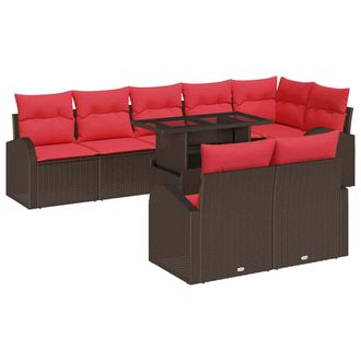 vidaXL Conjunto De Sof&aacute; De Jard&iacute;n 9 Pcs Marr&oacute;n Polirat&aacute;n Vidaxl