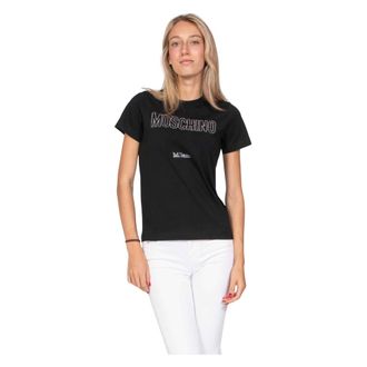 Moschino Cotton Jersey T-Shirt Decorated - female - Moschino - T-Shirts - Black - XS - Tops