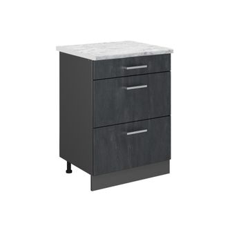 Vicco Mueble Bajo De Cocina R-line, Hormig&oacute;n Negro, 60 Cm Et M&aacute;rmol