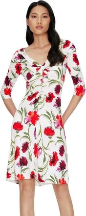 Diane Von F&uuml;rstenberg Kleedjes, Dames, Veelkleurig, S, Ruche Sleeve Multicolour Dress