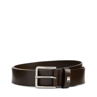 HUGO BOSS Accessoires, Heren, Bruin, 120 CM, Gestreepte Metalen Detail Riem Bruin