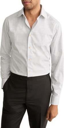 Eton Slim Fit Prince of Wales Check Dress Shirt in Medium Brown at Nordstrom, Size 14.5