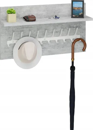 OEM Perchero Loft De 70 Cm - Blanco + Hormig&oacute;n Claro, S&oacute;lido Y Elegante