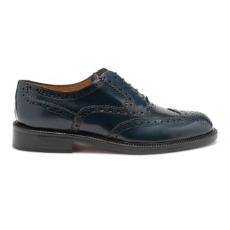 Saxone of Scotland Elegant Blue Leather Brogue Mens Shoes