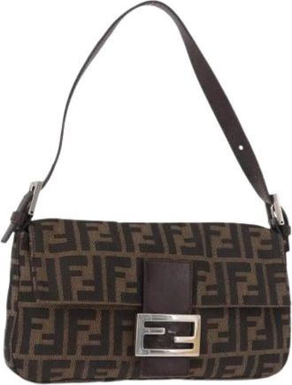 Fendi Pre-owned Zucca Canvas Shoulder Bag - Dames - Vintage Schoudertas - Bruin - ONE Size - Leer - Vintage