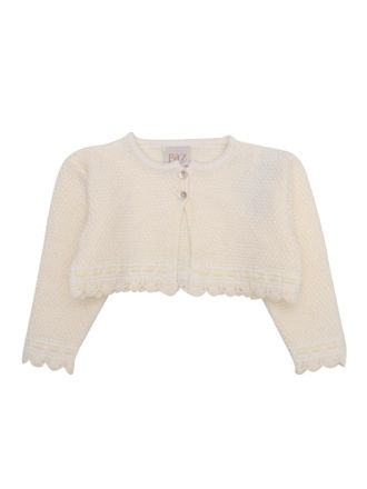 Paz Rodriguez Cardigan corto neonato in maglia Paz Rodriguez Paz Oi 24 25