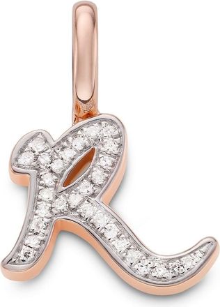Monica Vinader Rose Gold Alphabet R Diamond Pendant Charm Diamond