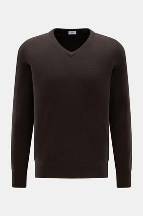 Braun Hamburg Men - Cashmere V-neck jumper dark brown