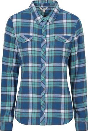 Mountain Warehouse Willow Brushed Flannel Ls Womens Shirt - Lightweight, Soft Lining with Extra Warmth & Comfort - Easy to Pack & Easy Care - Great for Travelling Blue W