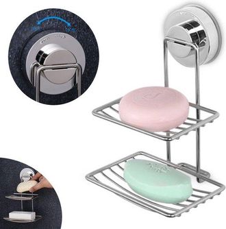 OEM Jabonera De Doble Capa, Acero Inoxidable, Potente Ventosa, Jabonera Colgante, No Requiere Taladrar, Plateado, F&aacute;cil De Instalar