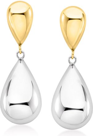 Ross-Simons Sterling Silver and 18kt Gold Over Sterling Teardrop Earrings