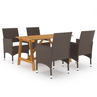 Berkfield Home 5 Piece Garden Dining Set with Cushions Brown