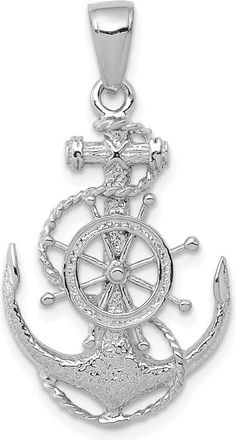 Diamond2Deal 14K White Gold Medium Anchor Wheel Pendant