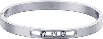 Adornia Adornia Silver Plated Stainless Steel Tarnish-Resistant Sliding Stones Cuff Bracelet