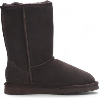 Infinity Leather Dames instaplaarzen van echt schapenvacht, bruin suède - Dusk