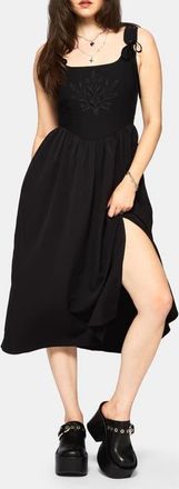 Disturbia Cybele Embroidered Corset Midi Dress in Black at Nordstrom, Size 2
