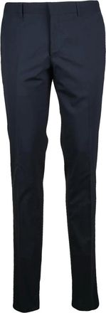 Paoloni Navy Virgin Wool Stretch Trousers with Tailored Fit