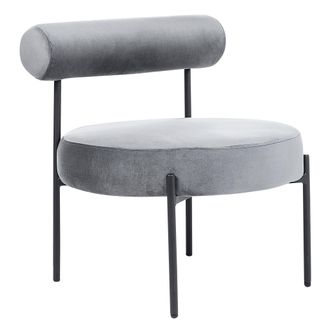 Beliani Sill&oacute;n De Terciopelo Gris Negro Sin Reposabrazos Metal Retro Vintage Alpha