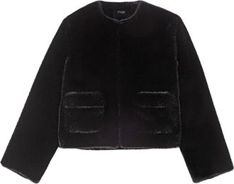 Maje Short faux fur coat in Black at Nordstrom, Size 42 Eu