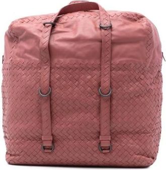 Bottega Veneta Pre-owned Weekend Bags, female, Pink, Size: ONE SIZE Pre-owned Woven Leather Handbag