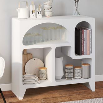 IDMarket Aparador Ecol&oacute;gico De 80 Cm Alesia, De Madera Blanca, Con 4 Compartimentos