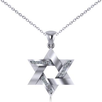 Allurez Diamond Star of David Pendant Necklace 14k in White Gold at Nordstrom, Size 18