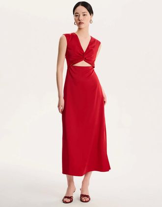 Omnes Womens Marin Twist Satin Dress in Barbados Cherry - Red - Size: 10